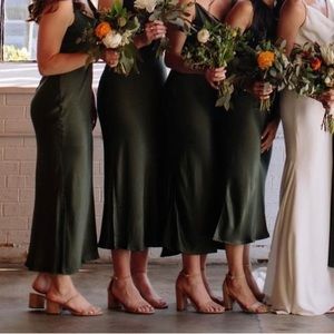 Anthropologie BHLDN Cali Satin Cowl-Neck Midi Slip Dress